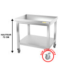 Table de travail inox soubassement sur roulettes profondeur 800 mm