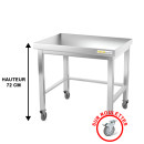 Table de travail inox soubassement sur roulettes avec renfort profondeur 800 mm