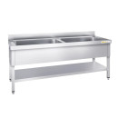 Plonge inox 2 grandes cuves - Profondeur 600 mm