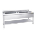 Plonge inox 2 grandes cuves - Profondeur 700 mm