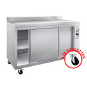 Armoire chauffante sur roulettes avec portes coulissantes et dosseret profondeur 700 mm