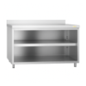 Meuble bas inox ouvert avec dosseret profondeur 600 mm