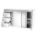 Meubles bas en inox à portes coulissantes et tiroirs - Profondeur 600 mm et 700 mm