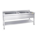 Plonge inox 2 grandes cuves - Profondeur 700 mm