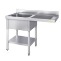 Plonge inox lave-vaisselle 1 bac - Profondeur 700 mm