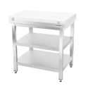 Table de découpe blanche avec 2 étagères inférieures profondeur 500 mm