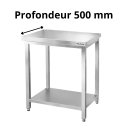 Table de travail en inox hauteur Bar profondeur 500 mm
