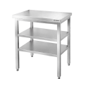 Tables de travail en inox hauteur Bar avec 2 étagères inférieures profondeur 500 mm