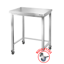 Tables de travail en inox hauteur Bar avec renfort sur roulettes profondeur 700 mm
