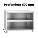 Meuble bas inox ouvert profondeur 600 mm