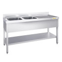 Plonge inox 2 Bacs - Profondeur 600 mm