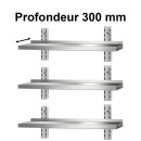 3 x Etagère murale inox profondeur 300 mm