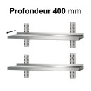 2 x Etagère murale inox profondeur 400 mm