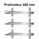 3 x Etagère murale inox profondeur 400 mm